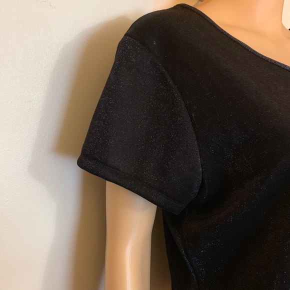 Cinema Etoile Black Shimmer/Shift Short Sleeve Tee - Picture 3 of 5